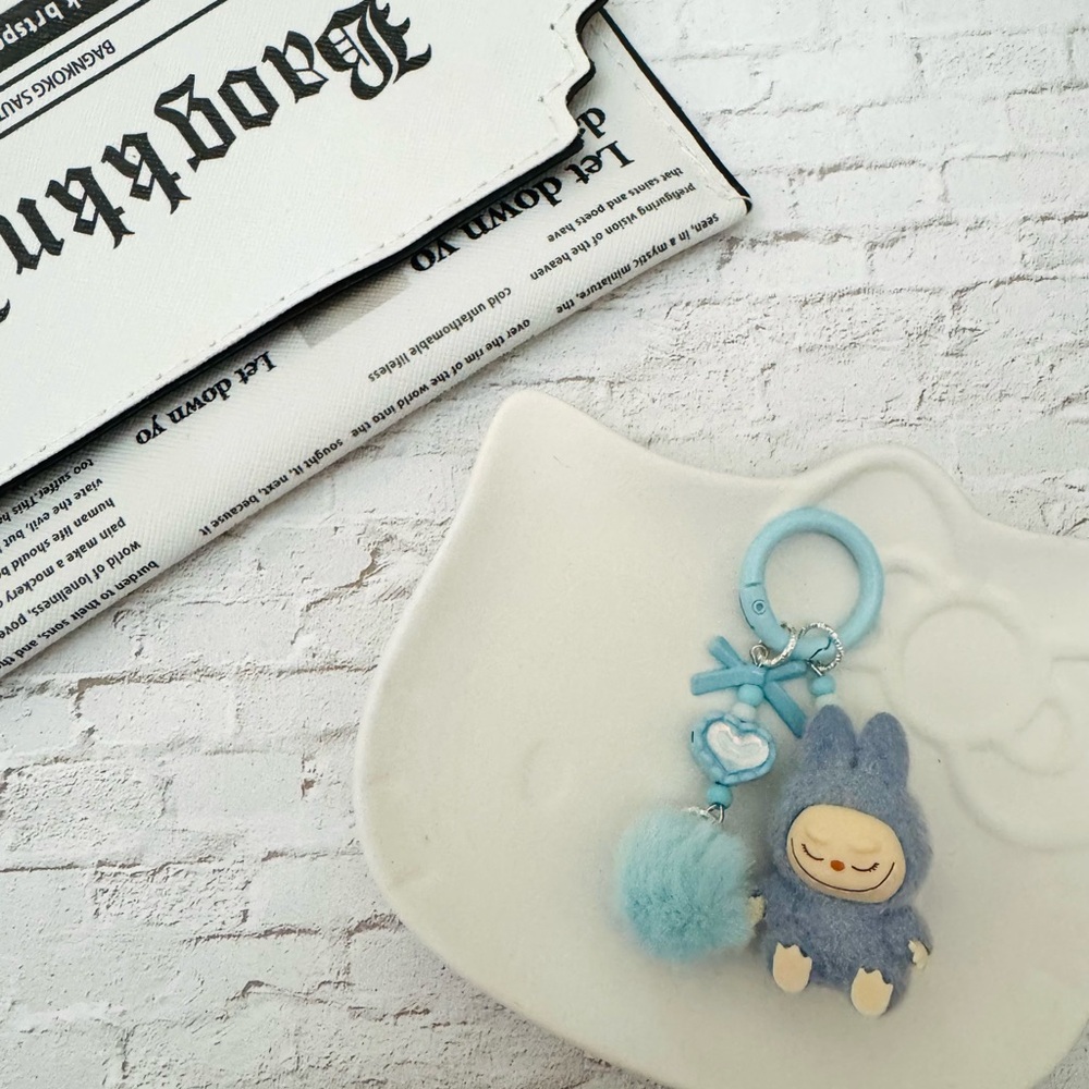 Cute Kawaii Blue Keychain with Plush Charm